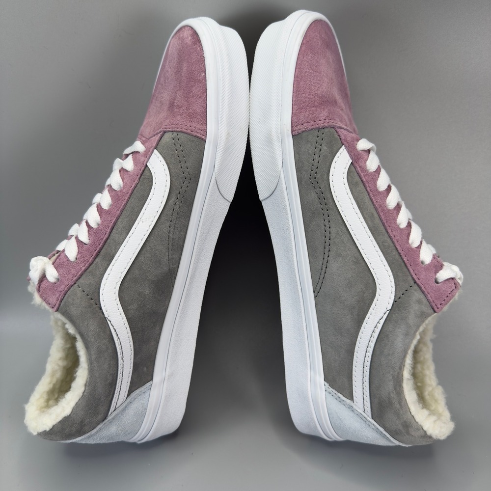 Vans Old Skool Mens 9.5 9 1/2 Pink Gray Blue Shoes Sherpa Suede Water Repellent - Picture 7 of 16
